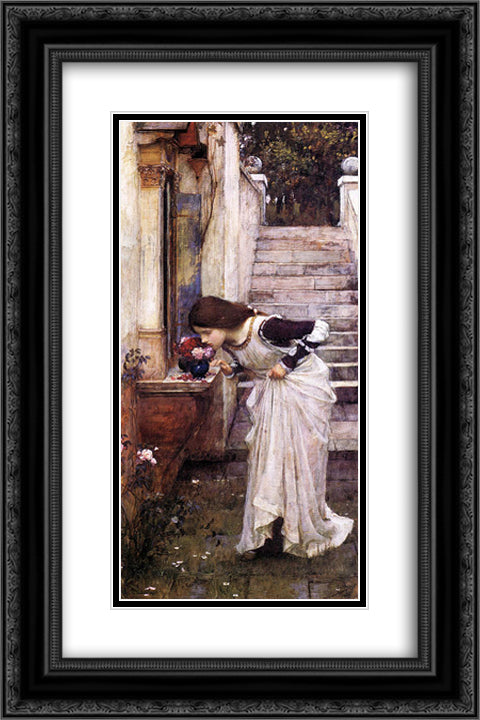 The Shrine 16x24 Black Ornate Wood Framed Art Print Poster with Double Matting by Waterhouse, John William