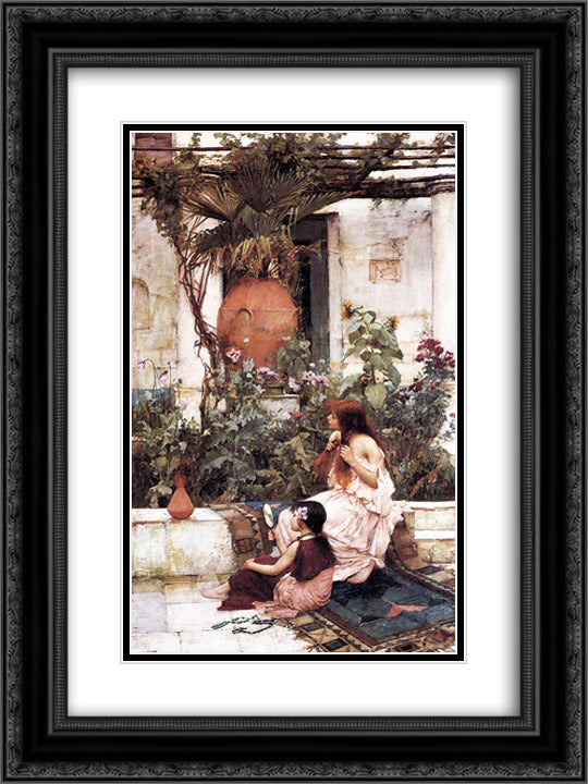 The Toilet 18x24 Black Ornate Wood Framed Art Print Poster with Double Matting by Waterhouse, John William