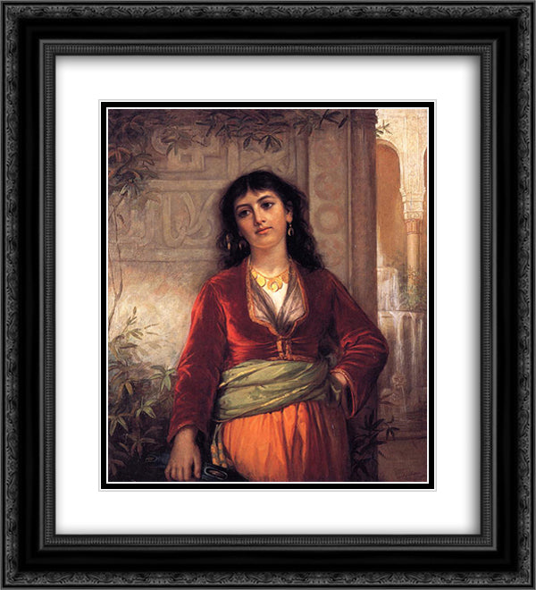 The Unwelcome Companion (A Street Scene in Cairo) 20x22 Black Ornate Wood Framed Art Print Poster with Double Matting by Waterhouse, John William