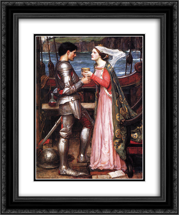 Tristram and Isolde 20x24 Black Ornate Wood Framed Art Print Poster with Double Matting by Waterhouse, John William