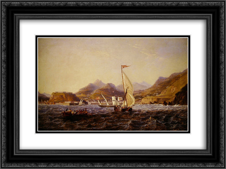 Madeira 24x18 Black Ornate Wood Framed Art Print Poster with Double Matting by Carmichael, John Wilson