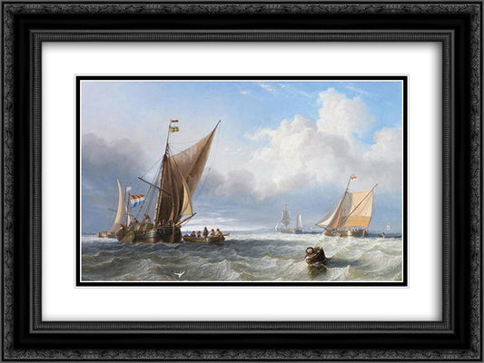 Off the Dutch Coast 24x18 Black Ornate Wood Framed Art Print Poster with Double Matting by Carmichael, John Wilson