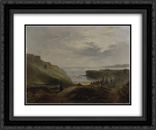 Prior's Haven, Tynemouth - Sunrise 24x20 Black Ornate Wood Framed Art Print Poster with Double Matting by Carmichael, John Wilson