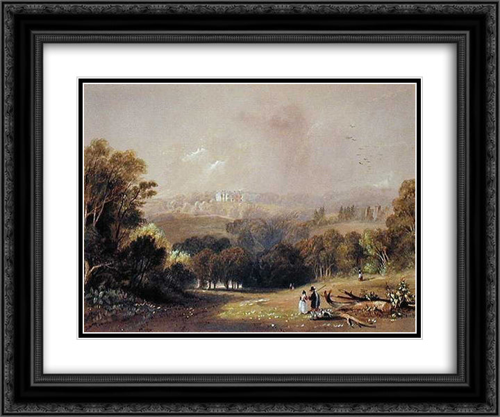 Roundhay Park 24x20 Black Ornate Wood Framed Art Print Poster with Double Matting by Carmichael, John Wilson