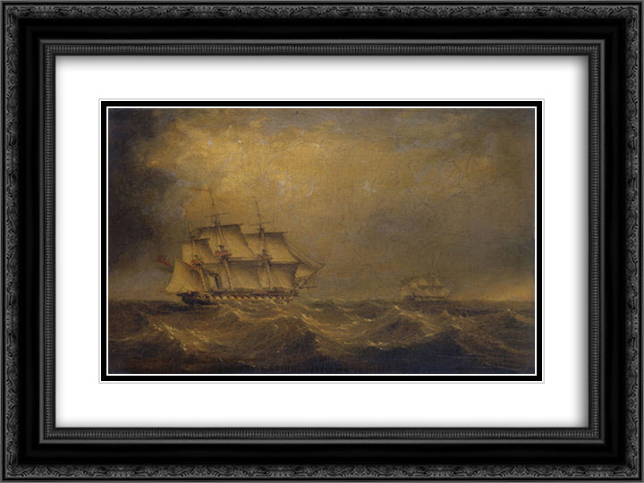 The Pursuit 24x18 Black Ornate Wood Framed Art Print Poster with Double Matting by Carmichael, John Wilson