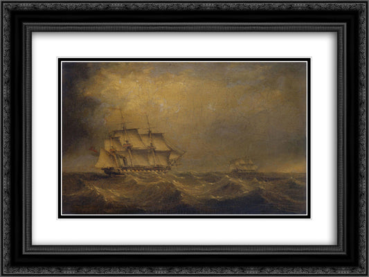 The Pursuit 24x18 Black Ornate Wood Framed Art Print Poster with Double Matting by Carmichael, John Wilson