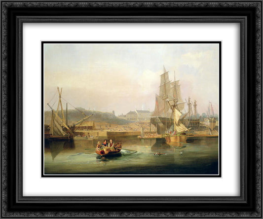 The Shipyard at Hessle Cliff 24x20 Black Ornate Wood Framed Art Print Poster with Double Matting by Carmichael, John Wilson