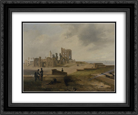 Tynemouth Priory from the East 24x20 Black Ornate Wood Framed Art Print Poster with Double Matting by Carmichael, John Wilson