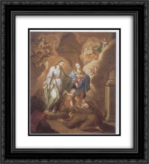 La Vision de San Fransisco 20x22 Black Ornate Wood Framed Art Print Poster with Double Matting by Campeche, Jose