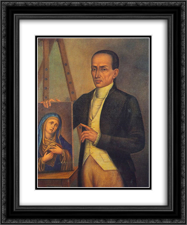 Self-portrait 20x24 Black Ornate Wood Framed Art Print Poster with Double Matting by Campeche, Jose