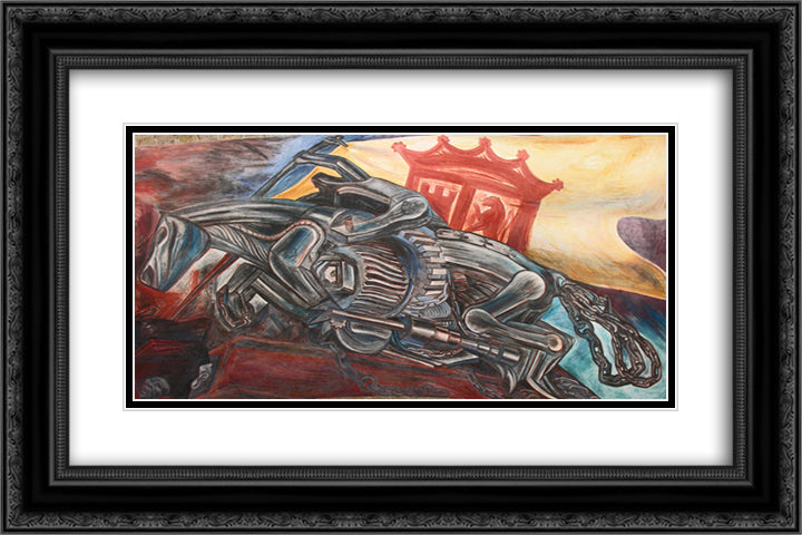 Ceiling mural of Hospicio Cabanas 24x16 Black Ornate Wood Framed Art Print Poster with Double Matting by Orozco, Jose Clemente