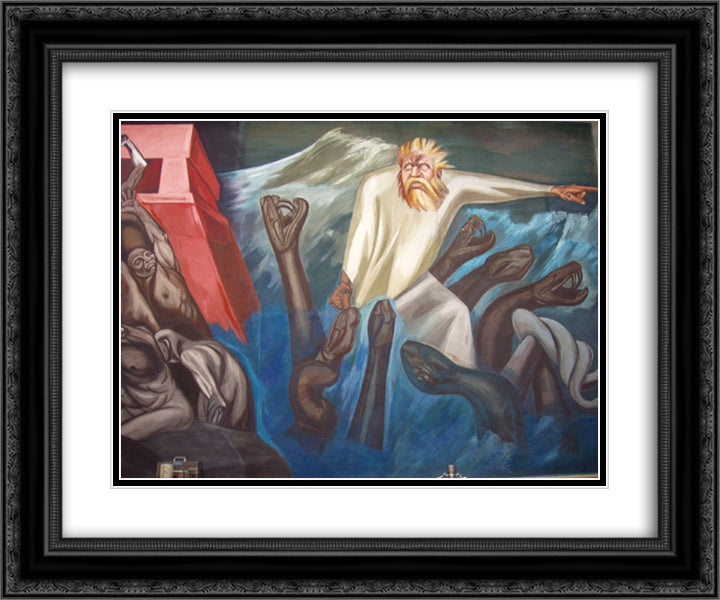 Departure of Quetzalcoatl - The Epic of American Civilization 24x20 Black Ornate Wood Framed Art Print Poster with Double Matting by Orozco, Jose Clemente