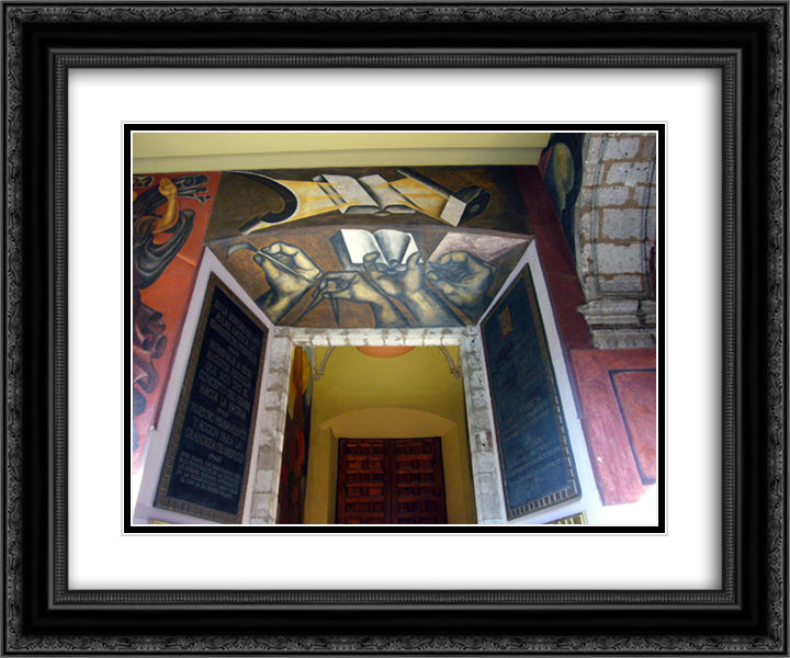 Entrance of Colegio de San Ildefonso 24x20 Black Ornate Wood Framed Art Print Poster with Double Matting by Orozco, Jose Clemente