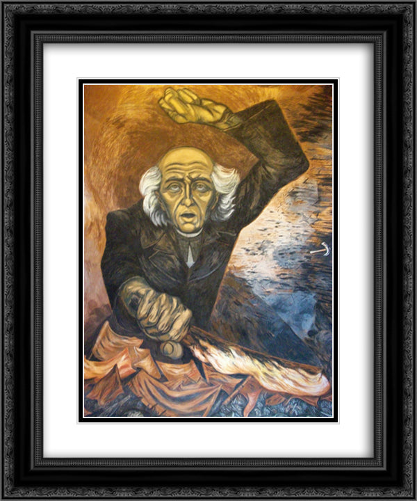 Father Hidalgo 20x24 Black Ornate Wood Framed Art Print Poster with Double Matting by Orozco, Jose Clemente