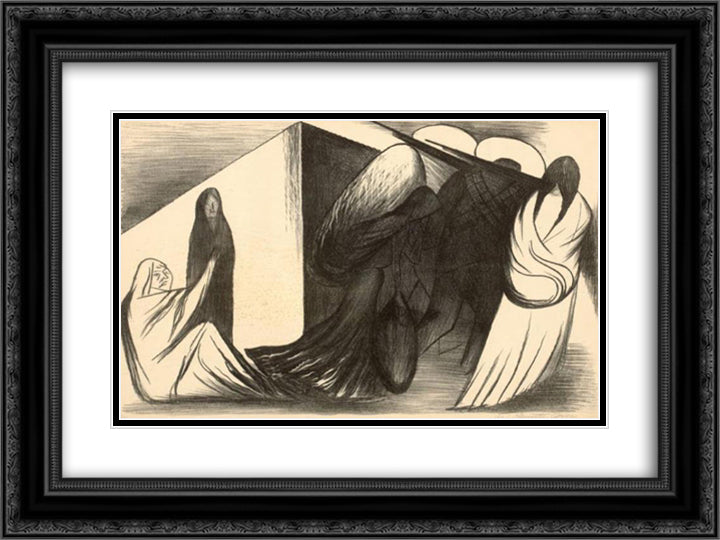 Mexican soldiers 24x18 Black Ornate Wood Framed Art Print Poster with Double Matting by Orozco, Jose Clemente
