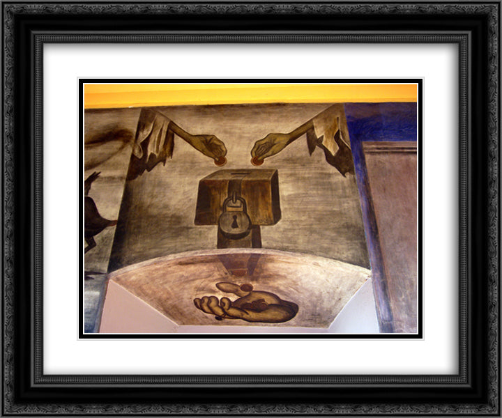 Reaching out 24x20 Black Ornate Wood Framed Art Print Poster with Double Matting by Orozco, Jose Clemente