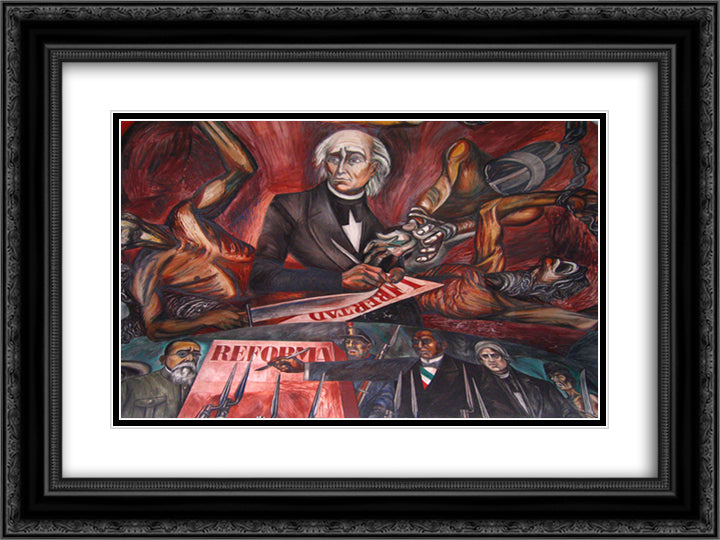 The great mexican revolutionary law and the freedom of slaves 24x18 Black Ornate Wood Framed Art Print Poster with Double Matting by Orozco, Jose Clemente