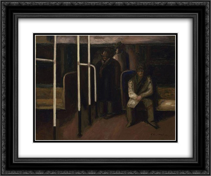 The Subway 24x20 Black Ornate Wood Framed Art Print Poster with Double Matting by Orozco, Jose Clemente