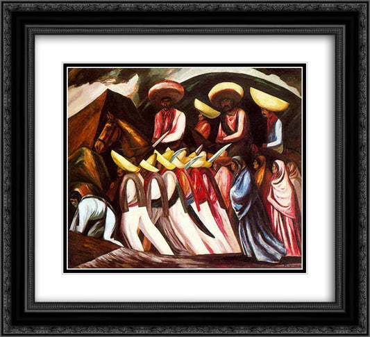 Zapatista's Marching 22x20 Black Ornate Wood Framed Art Print Poster with Double Matting by Orozco, Jose Clemente