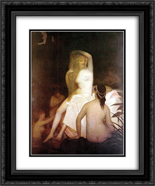 After the bath 20x24 Black Ornate Wood Framed Art Print Poster with Double Matting by Almeida Junior, Jose Ferraz de