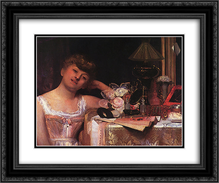 After the party 24x20 Black Ornate Wood Framed Art Print Poster with Double Matting by Almeida Junior, Jose Ferraz de