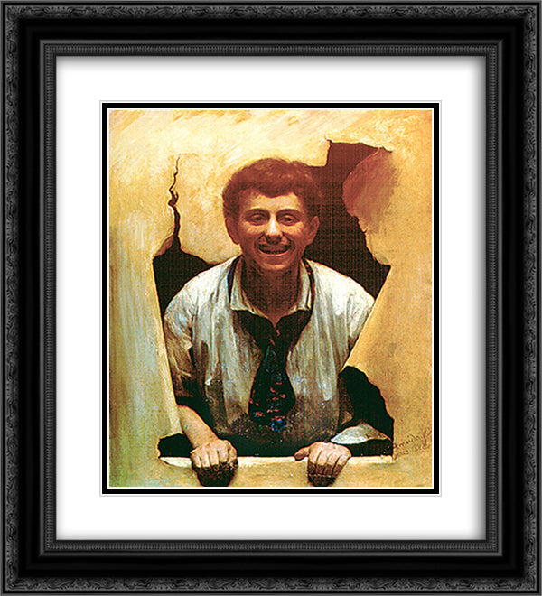 Boy 20x22 Black Ornate Wood Framed Art Print Poster with Double Matting by Almeida Junior, Jose Ferraz de