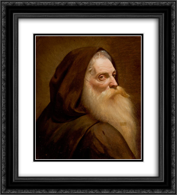 Capuchin Monk 20x22 Black Ornate Wood Framed Art Print Poster with Double Matting by Almeida Junior, Jose Ferraz de