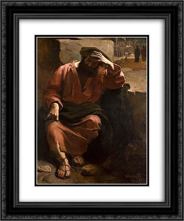Judas' regret 20x24 Black Ornate Wood Framed Art Print Poster with Double Matting by Almeida Junior, Jose Ferraz de