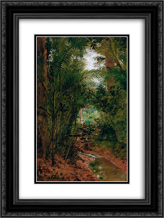 Landscape at the Rio das Pedras 18x24 Black Ornate Wood Framed Art Print Poster with Double Matting by Almeida Junior, Jose Ferraz de