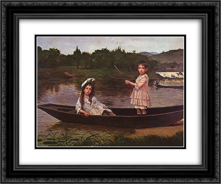 Munhos brothers 24x20 Black Ornate Wood Framed Art Print Poster with Double Matting by Almeida Junior, Jose Ferraz de