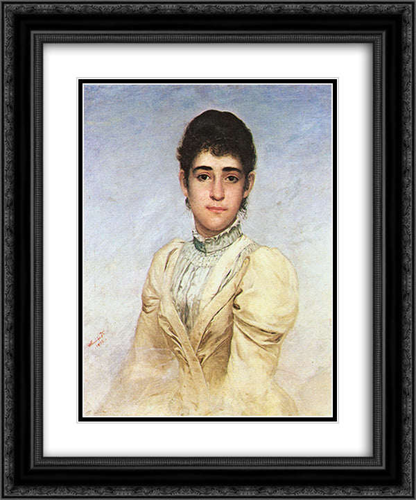Portrait of Joana Liberal da Cunha 20x24 Black Ornate Wood Framed Art Print Poster with Double Matting by Almeida Junior, Jose Ferraz de