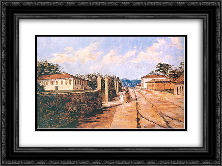 Rua de SÆ’o Paulo Antigo (Rua da ConsolacÆ’o no seculo XIX) 24x18 Black Ornate Wood Framed Art Print Poster with Double Matting by Almeida Junior, Jose Ferraz de