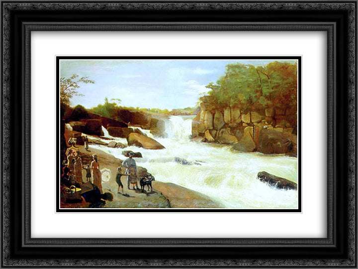 Salto de Itu 24x18 Black Ornate Wood Framed Art Print Poster with Double Matting by Almeida Junior, Jose Ferraz de
