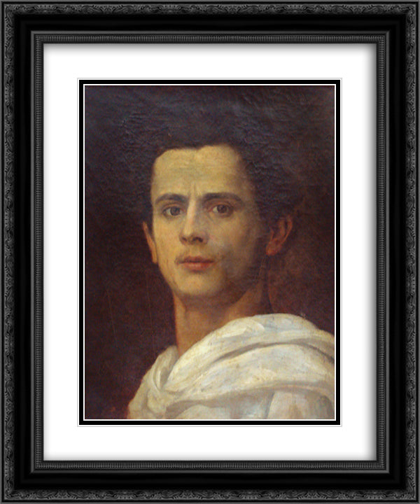 Self-portrait 20x24 Black Ornate Wood Framed Art Print Poster with Double Matting by Almeida Junior, Jose Ferraz de