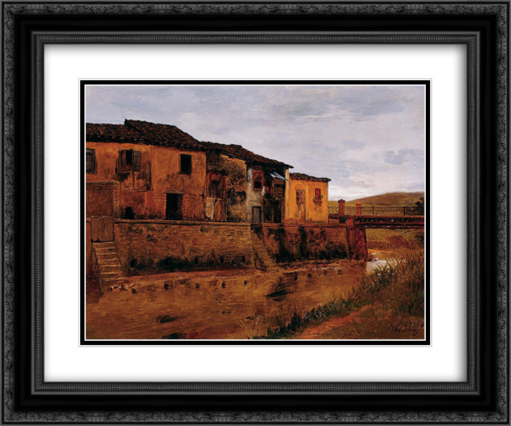 Tabatinguera Bridge 24x20 Black Ornate Wood Framed Art Print Poster with Double Matting by Almeida Junior, Jose Ferraz de
