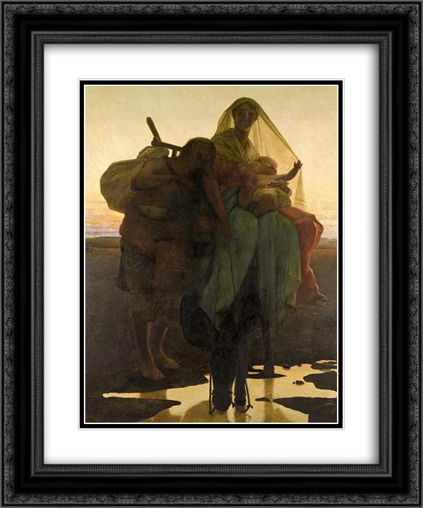 The Flight into Egypt 20x24 Black Ornate Wood Framed Art Print Poster with Double Matting by Almeida Junior, Jose Ferraz de