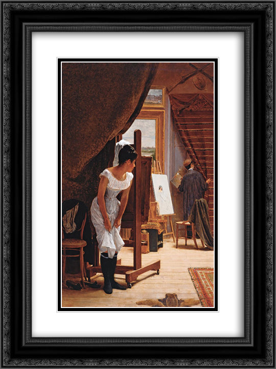 The Inopportune 18x24 Black Ornate Wood Framed Art Print Poster with Double Matting by Almeida Junior, Jose Ferraz de