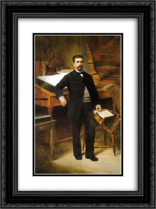 Victorino Carmilo 18x24 Black Ornate Wood Framed Art Print Poster with Double Matting by Almeida Junior, Jose Ferraz de