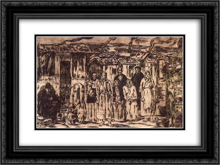 Alhondiga Huts 24x18 Black Ornate Wood Framed Art Print Poster with Double Matting by Solana, Jose Gutierrez
