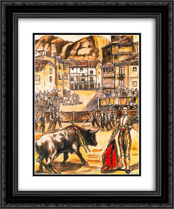 Cape in a Village 20x24 Black Ornate Wood Framed Art Print Poster with Double Matting by Solana, Jose Gutierrez