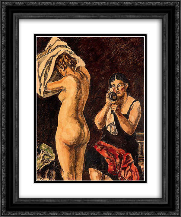 Cupletista or Makeup 20x24 Black Ornate Wood Framed Art Print Poster with Double Matting by Solana, Jose Gutierrez