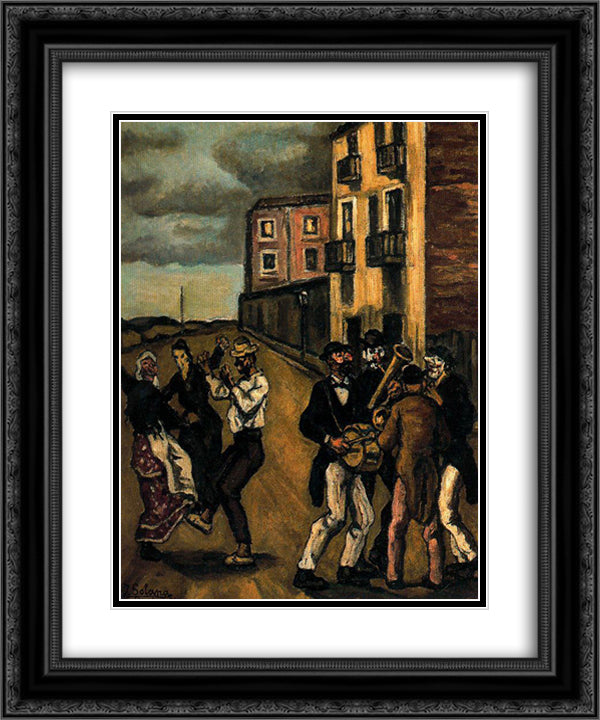 Masks 20x24 Black Ornate Wood Framed Art Print Poster with Double Matting by Solana, Jose Gutierrez
