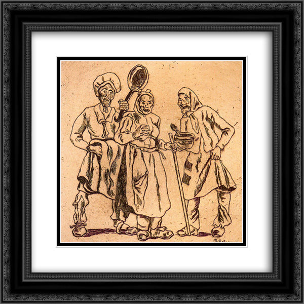 Masks Cooks 20x20 Black Ornate Wood Framed Art Print Poster with Double Matting by Solana, Jose Gutierrez