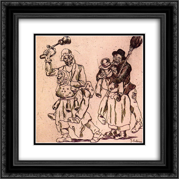 Masks of Cowbells 20x20 Black Ornate Wood Framed Art Print Poster with Double Matting by Solana, Jose Gutierrez