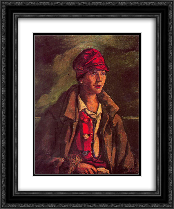 Portrait of Mrs. Amalia Gutierrez-Solana 20x24 Black Ornate Wood Framed Art Print Poster with Double Matting by Solana, Jose Gutierrez