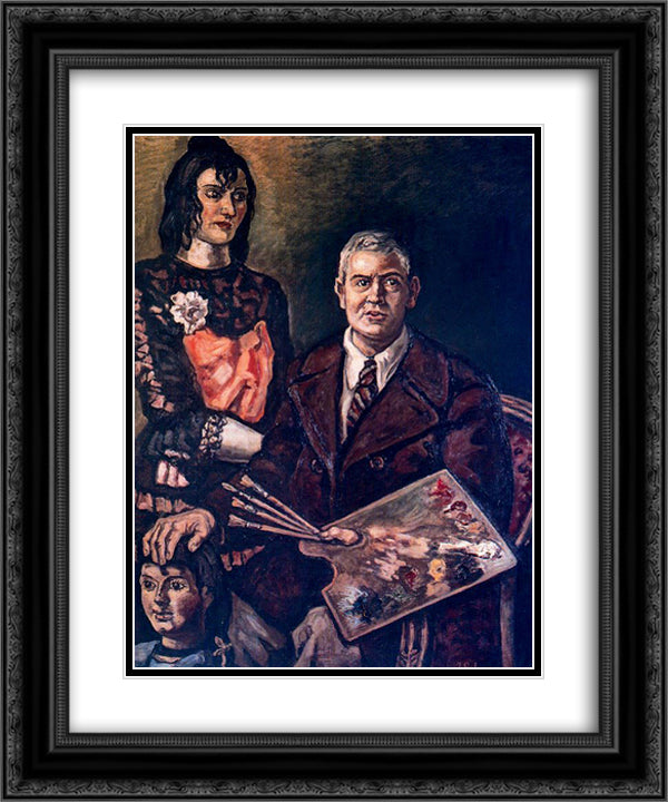 Self-Portrait with Doll 20x24 Black Ornate Wood Framed Art Print Poster with Double Matting by Solana, Jose Gutierrez