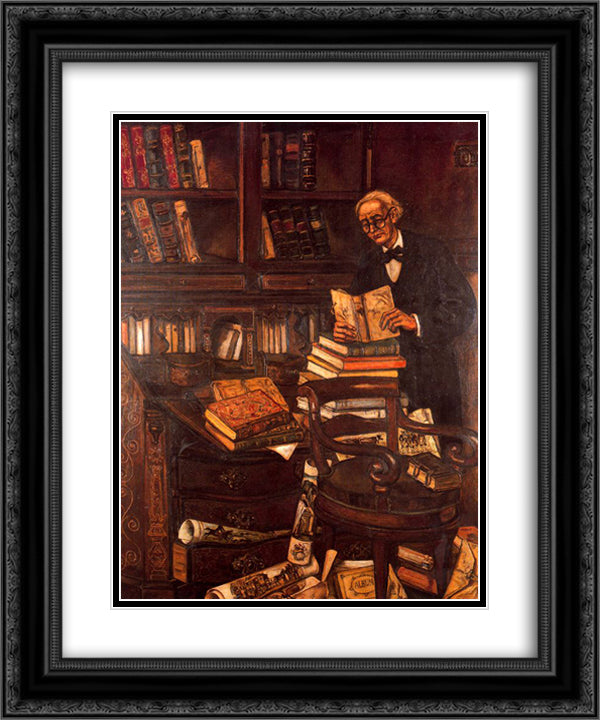 The Bibliophile 20x24 Black Ornate Wood Framed Art Print Poster with Double Matting by Solana, Jose Gutierrez