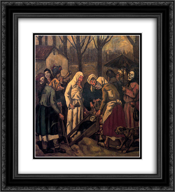 The Burial of the Sardine 20x22 Black Ornate Wood Framed Art Print Poster with Double Matting by Solana, Jose Gutierrez