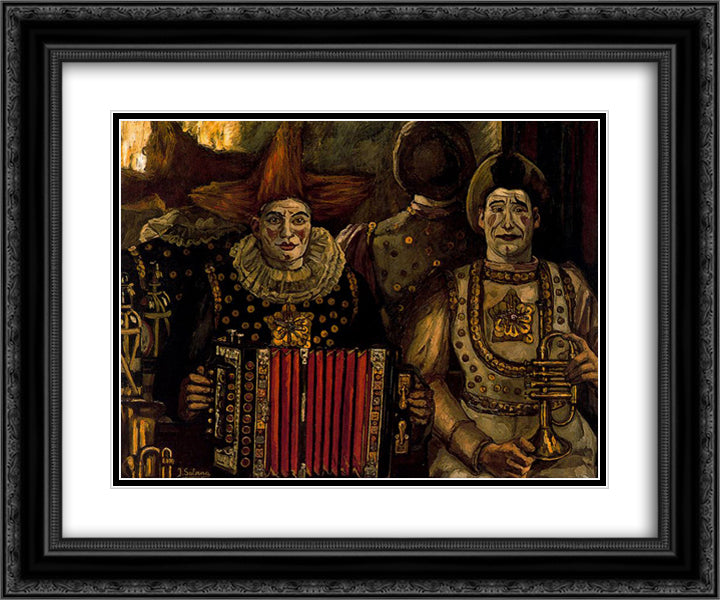 The Clowns 24x20 Black Ornate Wood Framed Art Print Poster with Double Matting by Solana, Jose Gutierrez