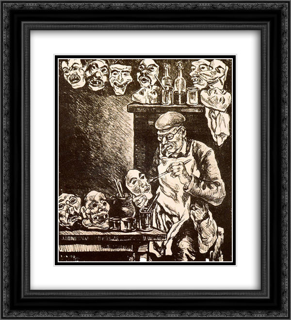 The Designer of Masks 20x22 Black Ornate Wood Framed Art Print Poster with Double Matting by Solana, Jose Gutierrez